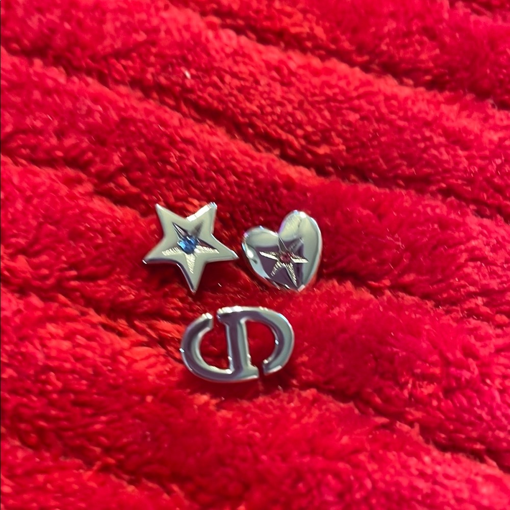 Dior Silver Star and Heart Earrings